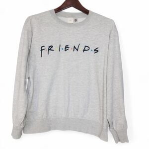 H&M Friends TV Show Logo Unisex Gray Sweatshirt Size Medium Cozy Cotton Blend